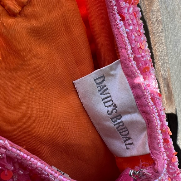 Vintage Davids bridal beaded pink gown - Picture 6 of 9